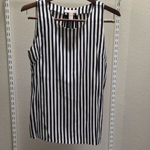 Banana Republic Black and White Vertical Stripe Tank